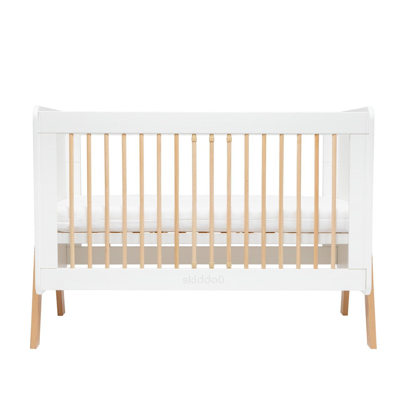 Patut transformabil copii Skiddou Krubb din lemn de fag/MDF, 60x120 cm, Puff Catcher, Alb