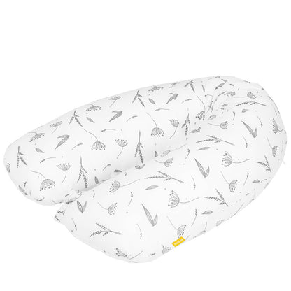 Perna pentru alaptat 2 in 1 Ammi+, Skiddou, Puff catcher, Alb, 109 x 48 x 20 cm