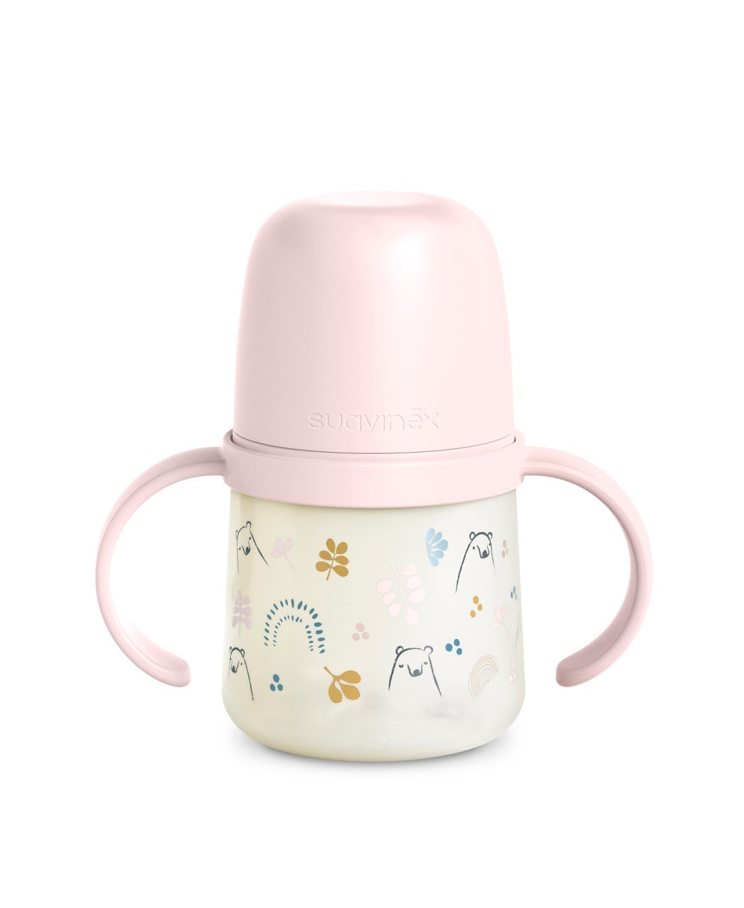 Prima cană cu muștiuc din silicon 150 ml, +4l, Bears, roz, Suavinex