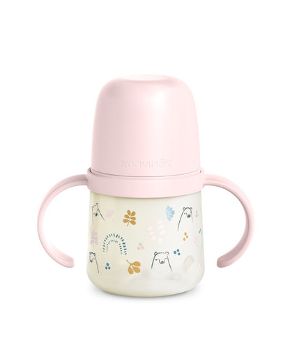 Prima cană cu muștiuc din silicon 150 ml, +4l, Bears, roz, Suavinex