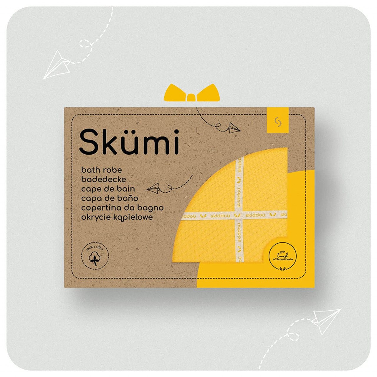 Prosop nou nascut Skiddou Skumi, 100% bumbac, cu gluga cu urechiuse, Albastru, 100x100cm