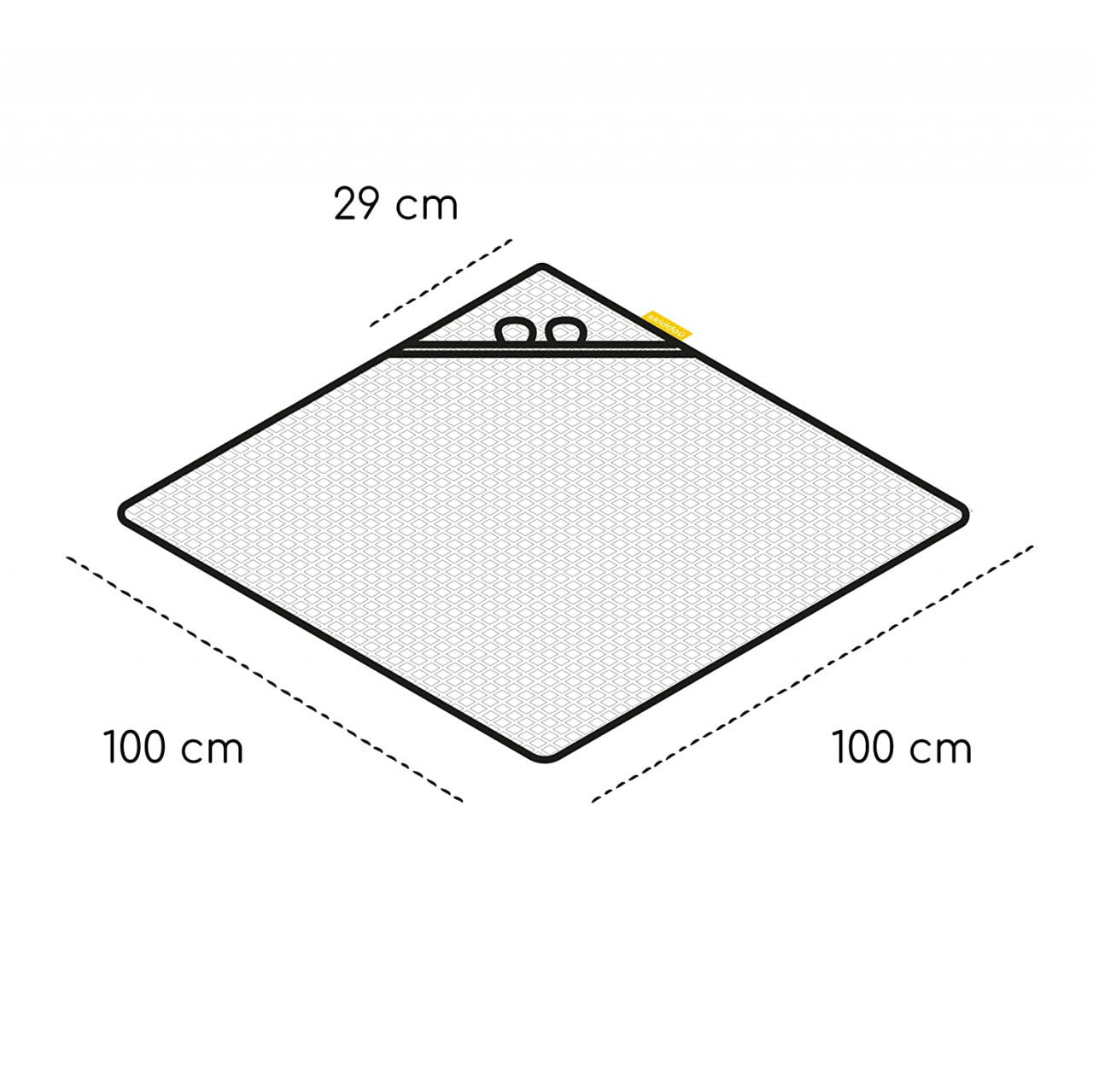 Prosop nou nascut Skiddou Skumi, 100% bumbac, cu gluga cu urechiuse, Galben, 100x100cm