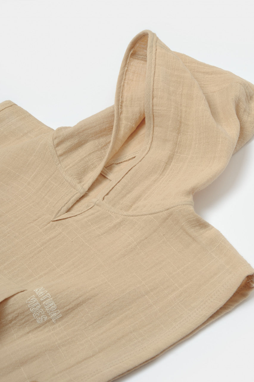 Prosop plaja - poncho copii din muselina absorbanta, Apricot, BabyCosy