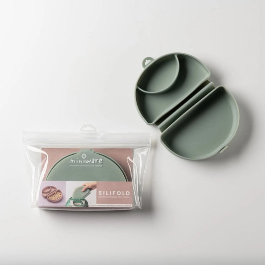 Recipient diversificare hrana bebelusi Miniware Silifold, 100% din silicon alimentar, Sage -