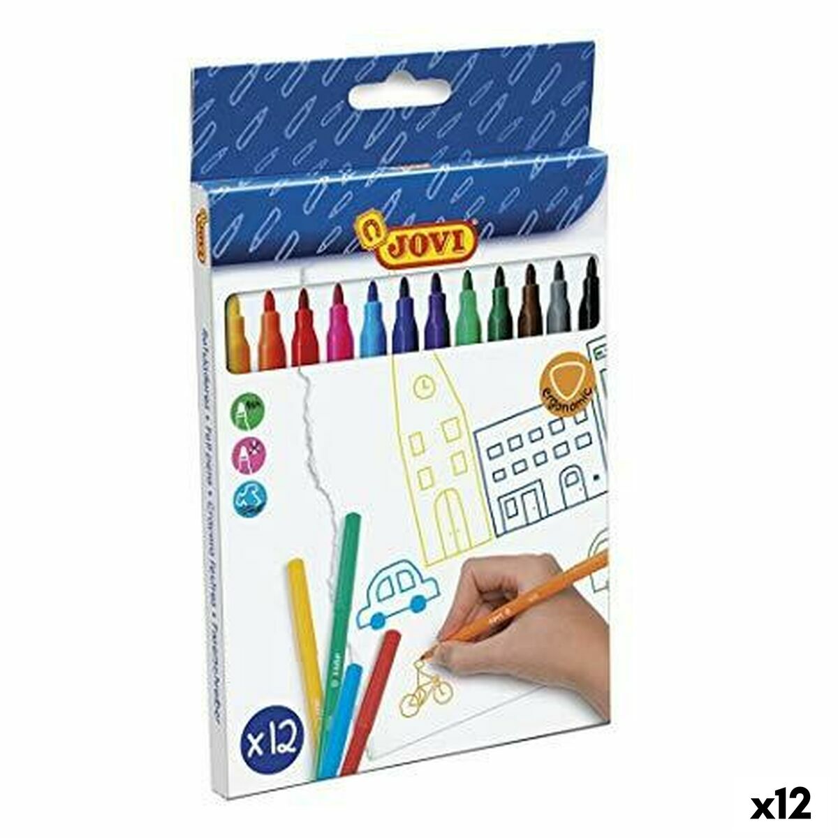 Set de Carioci Jovi Multicolor 12 Piese (12 Unități) - Birou și papetărie, Pixuri, creioane și articole de scris