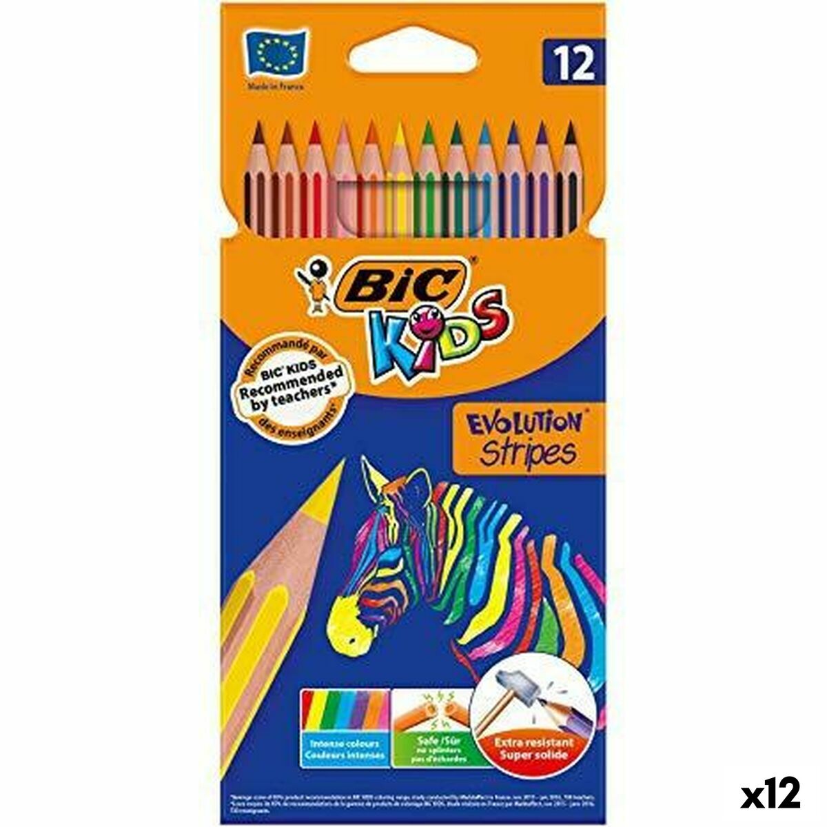 Creioane culori Bic KIDS EVOLUTION STRIPES Multicolor 12 Piese (12 Unități) - Birou și papetărie, Arte și Meserii