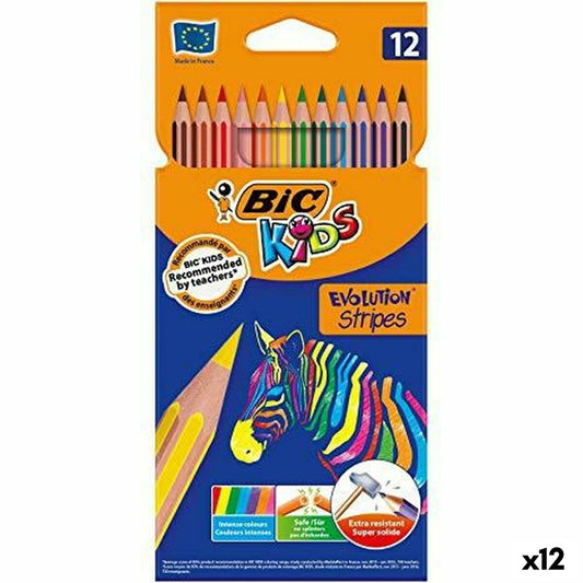Creioane culori Bic KIDS EVOLUTION STRIPES Multicolor 12 Piese (12 Unități) - Birou și papetărie, Arte și Meserii