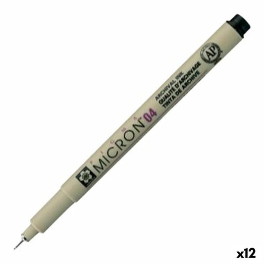 Carioci Talens Sakura PIGMA MICRON 04 Negru (12 Unități) - Birou și papetărie, Pixuri, creioane și articole de scris