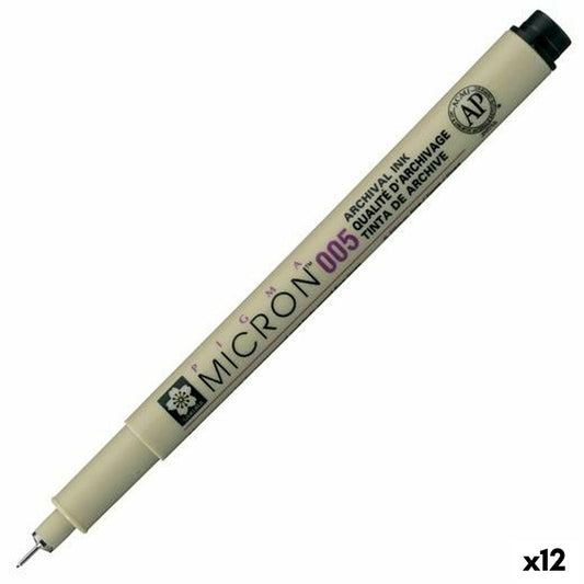 Carioci Talens Sakura PIGMA MICRON 005 Negru (12 Unități) - Birou și papetărie, Pixuri, creioane și articole de scris