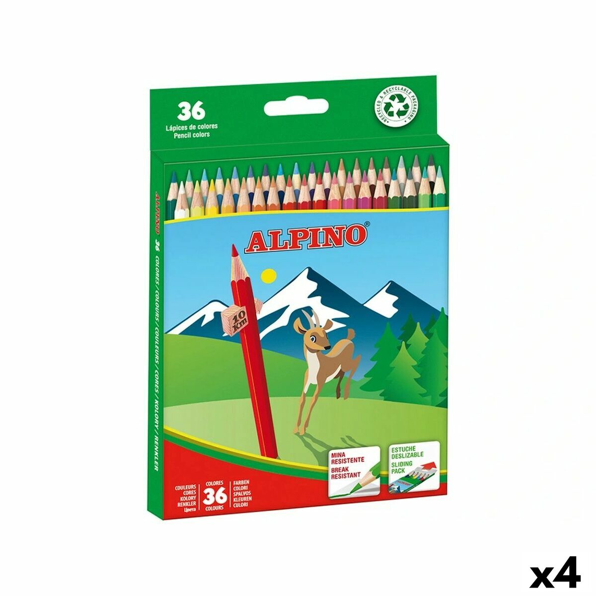 Creioane culori Alpino Multicolor 36 Piese (4 Unități) - Birou și papetărie, Arte și Meserii