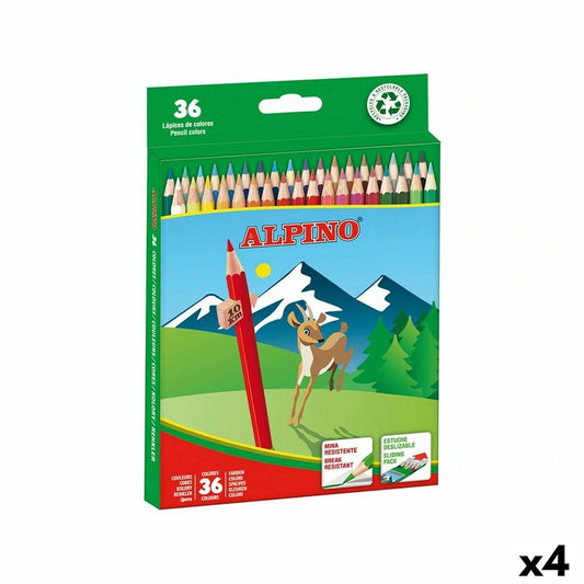 Creioane culori Alpino Multicolor 36 Piese (4 Unități) - Birou și papetărie, Arte și Meserii