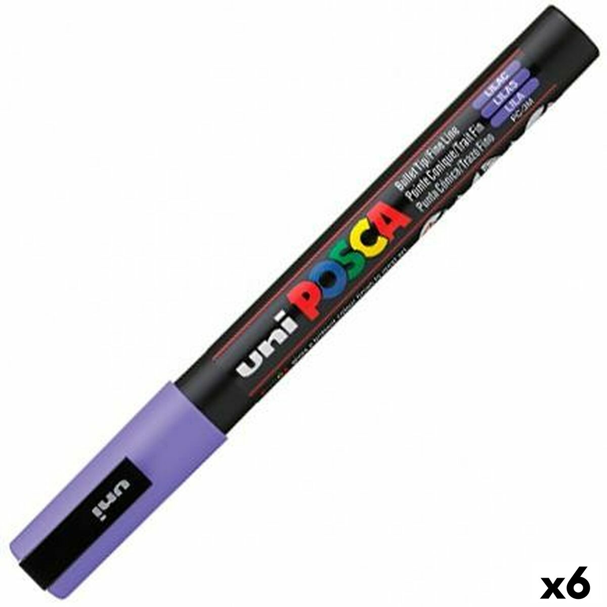 Marker permanent POSCA Liliachiu 0,9-1,3 mm (6 Unități) - Birou și papetărie, Pixuri, creioane și articole de scris
