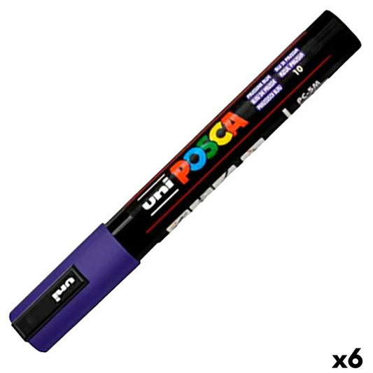 Marcaj de vopsea acrilică POSCA PC-5M Albastru închis 1,8-2,5 mm (6 Unități) - Birou și papetărie, Pixuri, creioane și articole de scris