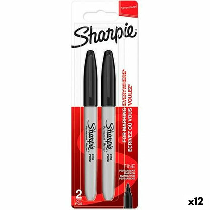 Set de Carioci Sharpie Negru 2 Piese (12 Unități) - Birou și papetărie, Pixuri, creioane și articole de scris