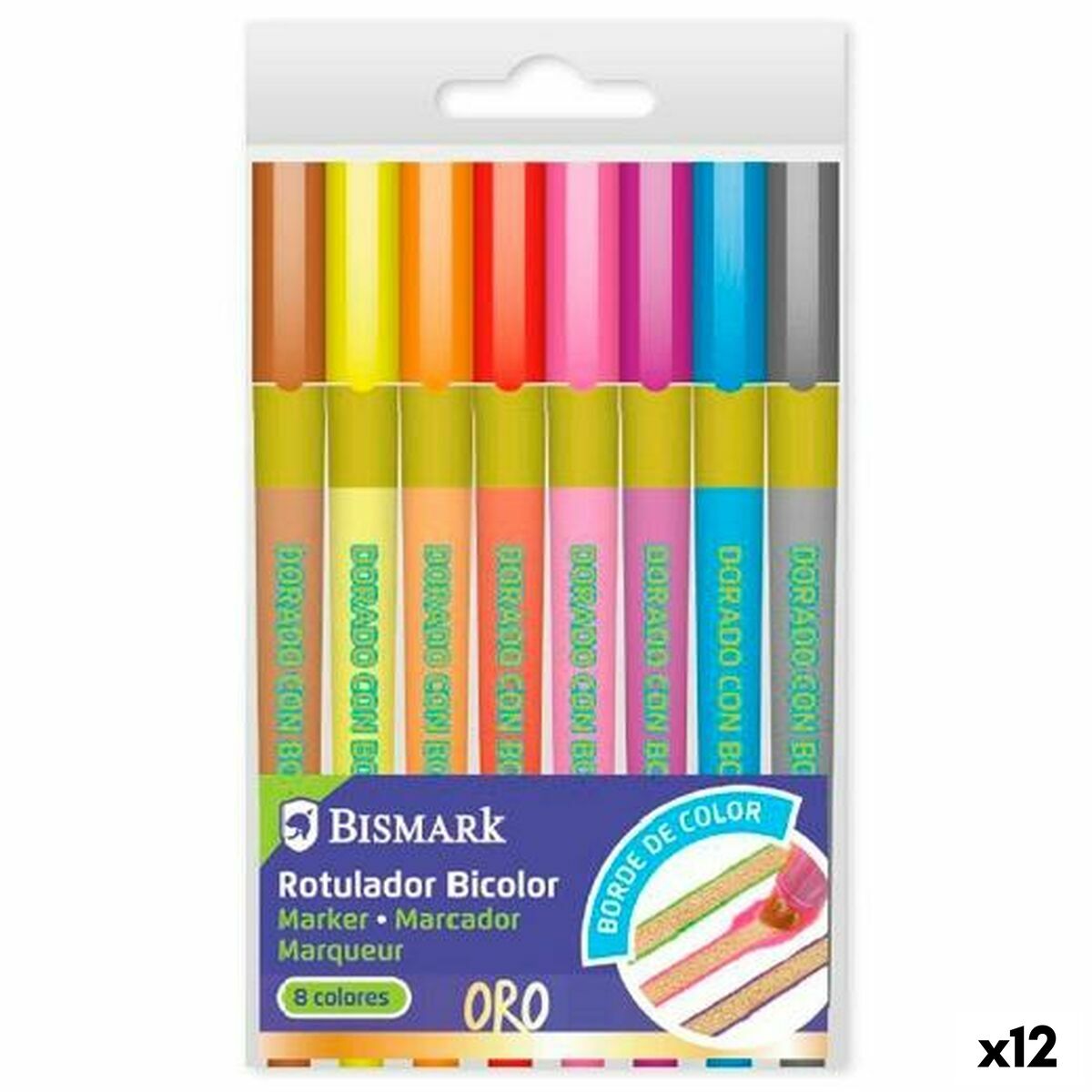 Set de Carioci Bismark Lettering Bicolor Multicolor Auriu* 8 Piese (12 Unități) - Birou și papetărie, Pixuri, creioane și articole de scris