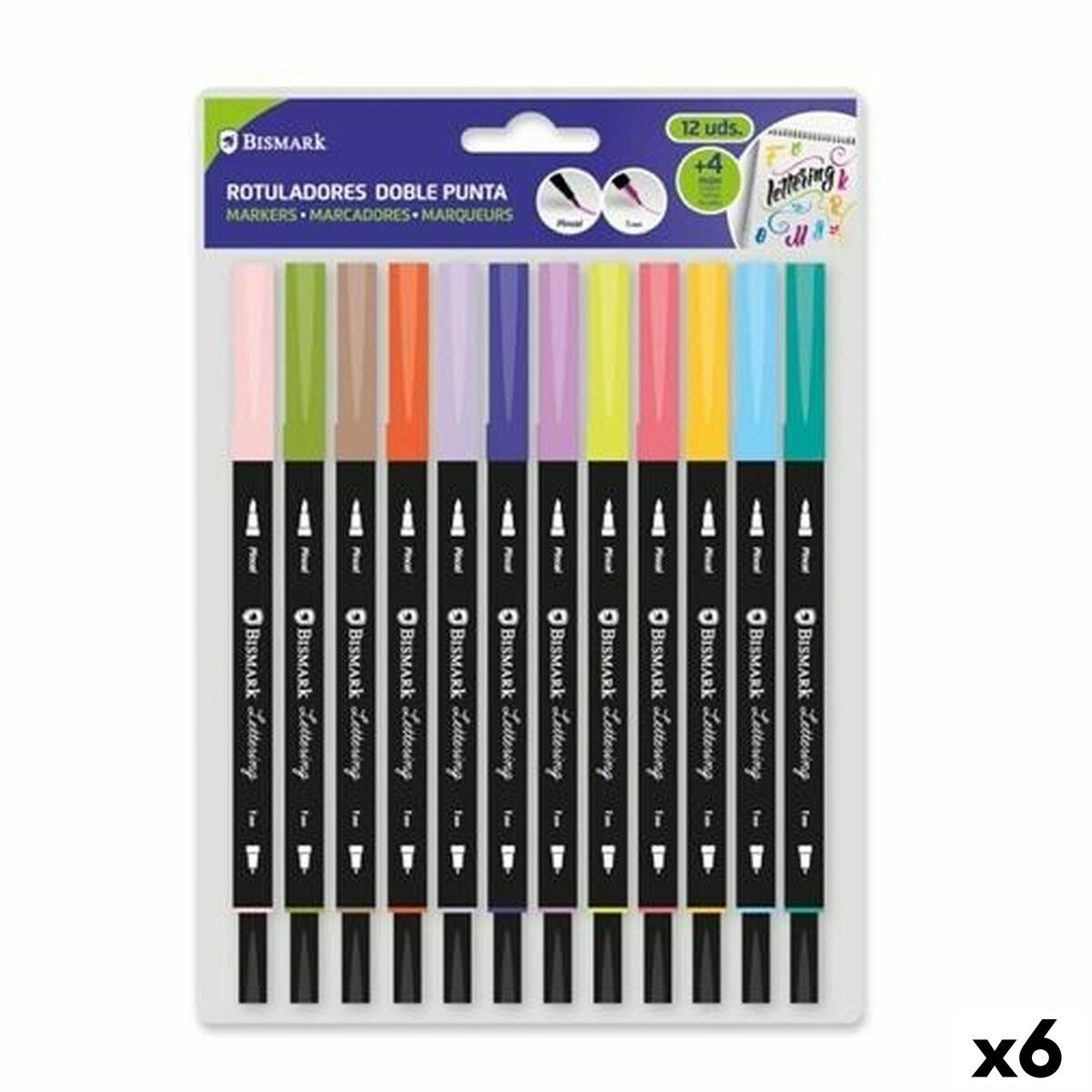 Set de Carioci Bismark LETTERING Multicolor 12 Piese (6 Unități) - Birou și papetărie, Pixuri, creioane și articole de scris