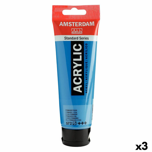 Vopsea acrilică Talens Amsterdam Cyan 120 ml (3 Unități) - Birou și papetărie, Arte și Meserii