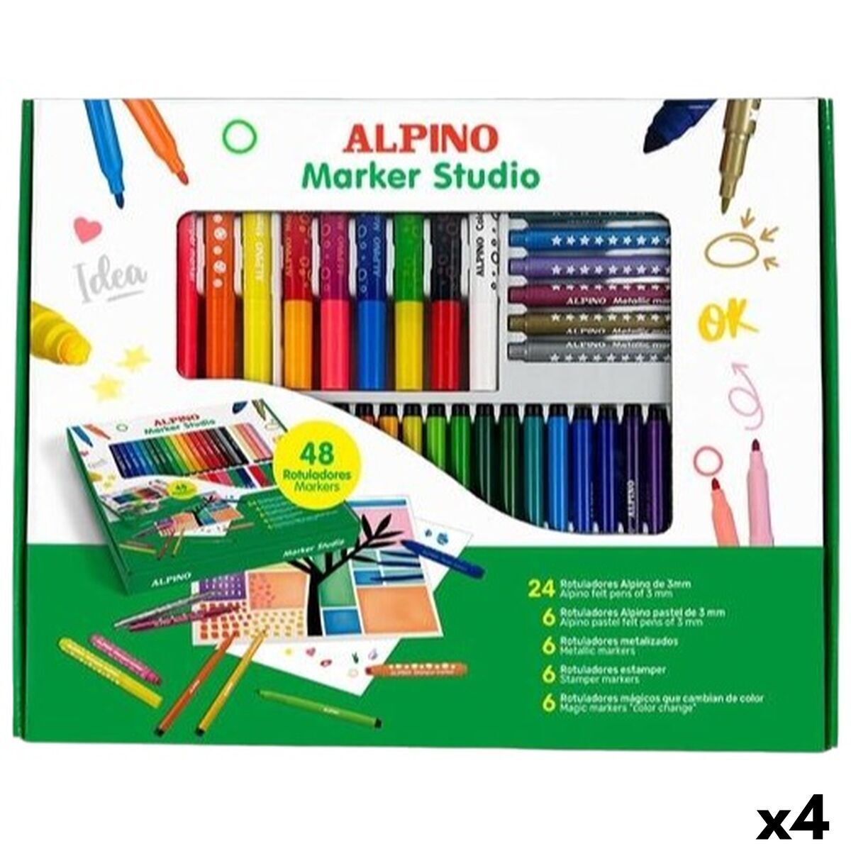 Set de Carioci Alpino MARKER STUDIO Multicolor 48 Piese (4 Unități) - Birou și papetărie, Pixuri, creioane și articole de scris