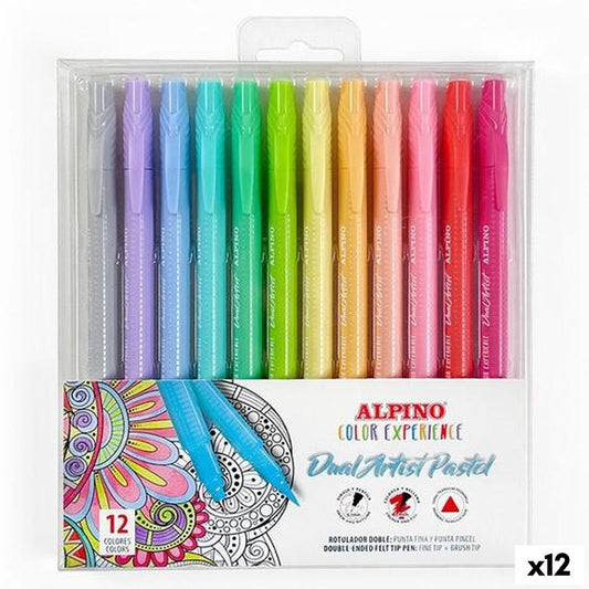 Set de Carioci Alpino COLOR EXPERIENCE DUAL ARTIST Multicolor Plăcintă 12 Piese (12 Unități) - Birou și papetărie, Pixuri, creioane și articole de scris
