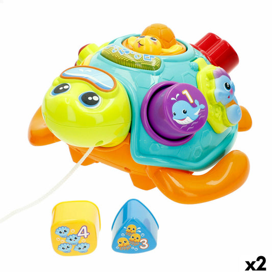 Jucărie de tras și împins Winfun 23 x 12 x 23 cm Broască țestoasă Multicolor (2 Unități) - Bebelus, Jucăriile copilăriei timpurii