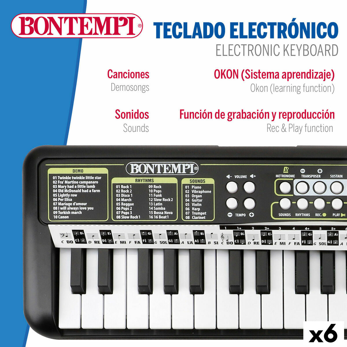Tastatură 37 Taste Bontempi 42 x 4 x 15 cm (6 Unități) - Jucarii si jocuri, Instrumente muzicale pentru copii