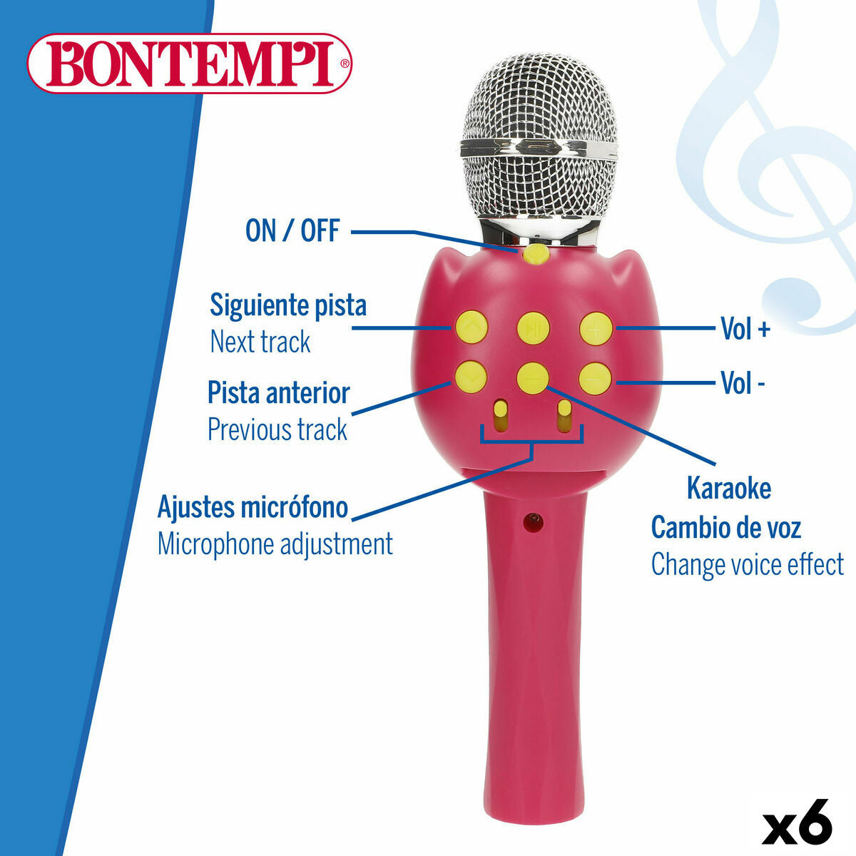 Microfon Karaoke Bontempi 6 Unități - Jucarii si jocuri, Jucării electronice