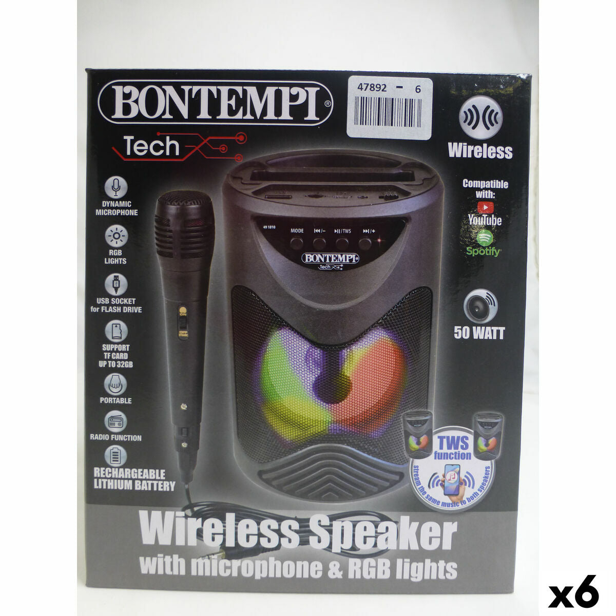 Difuzor cu Microfon Karaoke Bontempi 6 Unități - Jucarii si jocuri, Jucării electronice