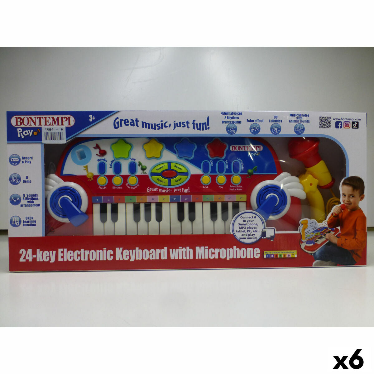 Pian Electronic Bontempi 38 x 18 x 17 cm (6 Unități) - Jucarii si jocuri, Instrumente muzicale pentru copii
