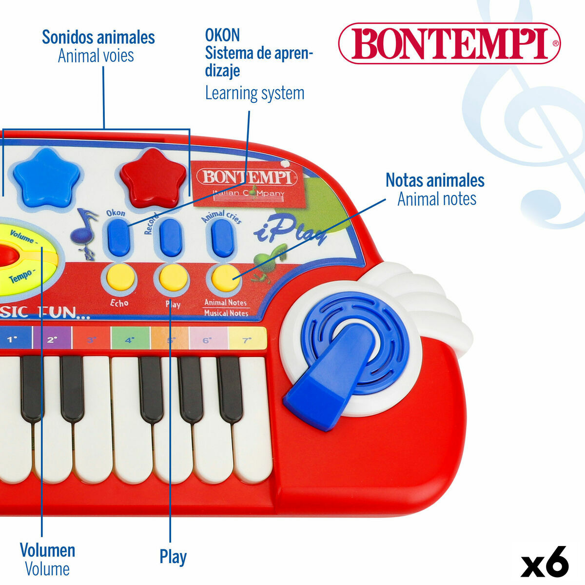 Pian Electronic Bontempi 38 x 18 x 17 cm (6 Unități) - Jucarii si jocuri, Instrumente muzicale pentru copii