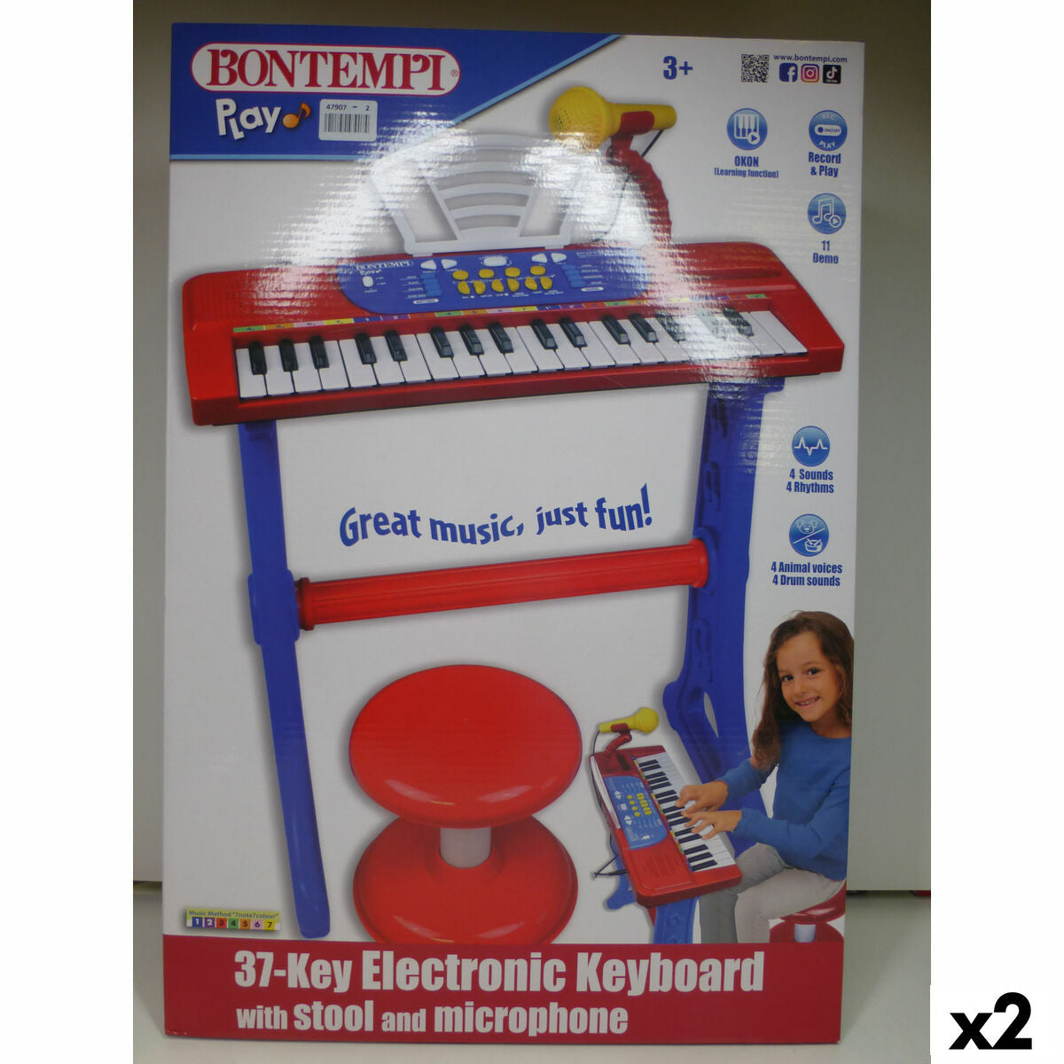 Tastatură 37 Taste Bontempi 43 x 56 x 23 cm (2 Unități) - Jucarii si jocuri, Instrumente muzicale pentru copii