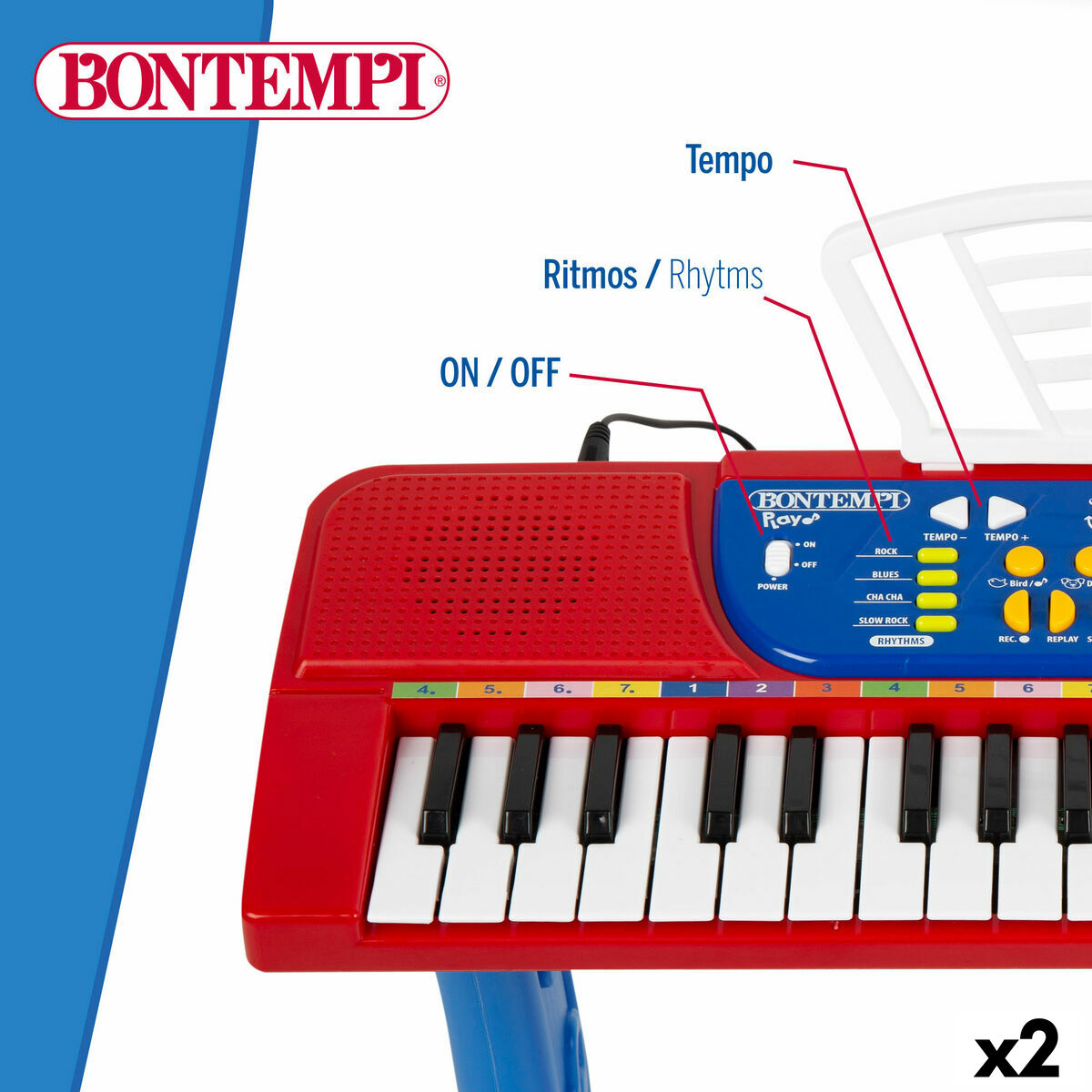 Tastatură 37 Taste Bontempi 43 x 56 x 23 cm (2 Unități) - Jucarii si jocuri, Instrumente muzicale pentru copii