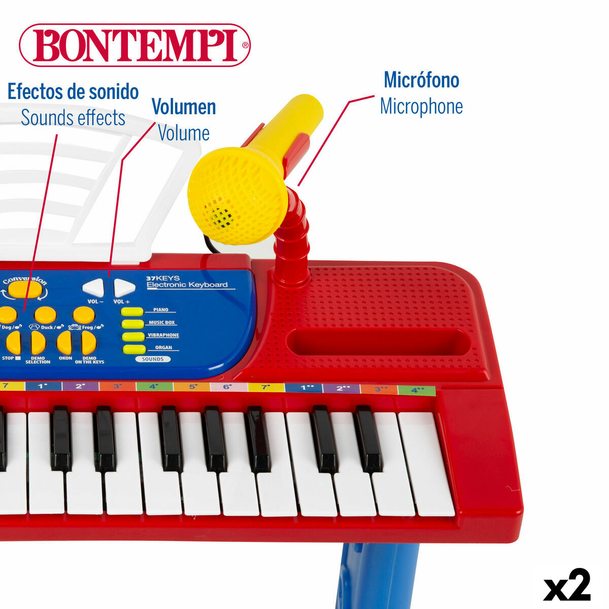 Tastatură 37 Taste Bontempi 43 x 56 x 23 cm (2 Unități) - Jucarii si jocuri, Instrumente muzicale pentru copii