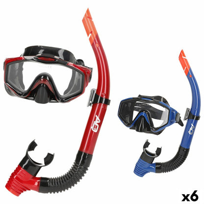 Ochelari de Scufundare cu Tub AquaSport Albastru Roșu (6 Unități) - Sport și în aer liber, Sporturi acvatice