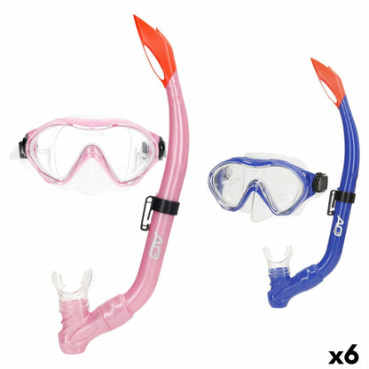 Ochelari de Scufundare cu Tub AquaSport Albastru Roz (6 Unități) - Sport și în aer liber, Sporturi acvatice