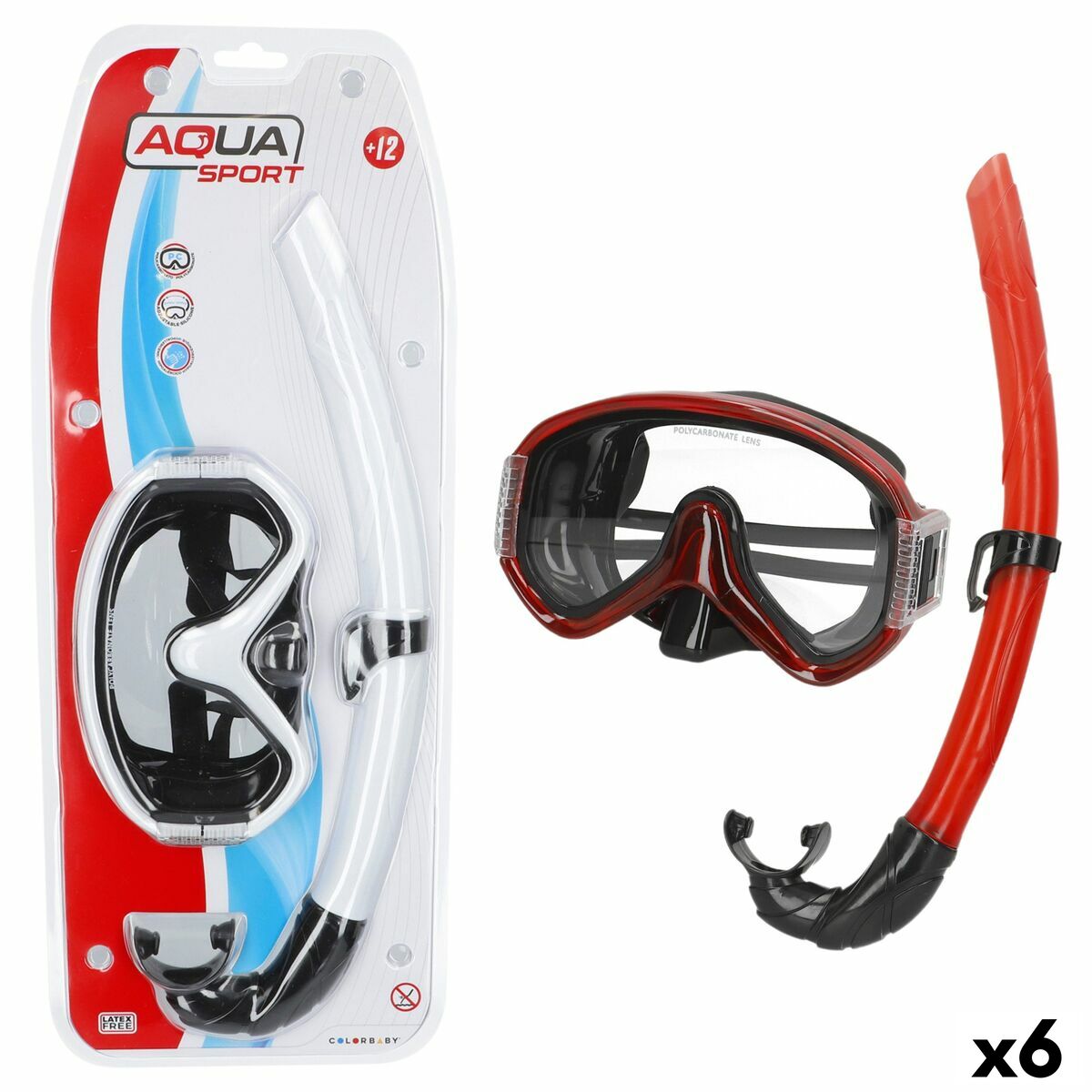Ochelari de Scufundare cu Tub AquaSport (6 Unități) - Sport și în aer liber, Sporturi acvatice