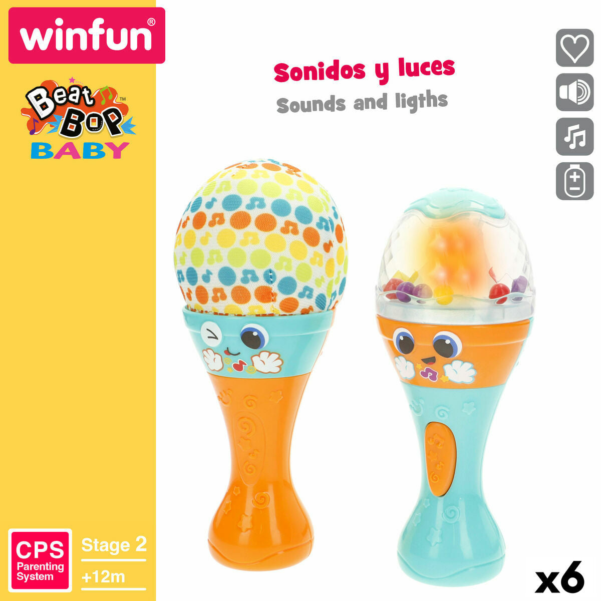Jucărie muzicală Winfun 7 x 17 x 7 cm (6 Unități) - Bebelus, Jucăriile copilăriei timpurii