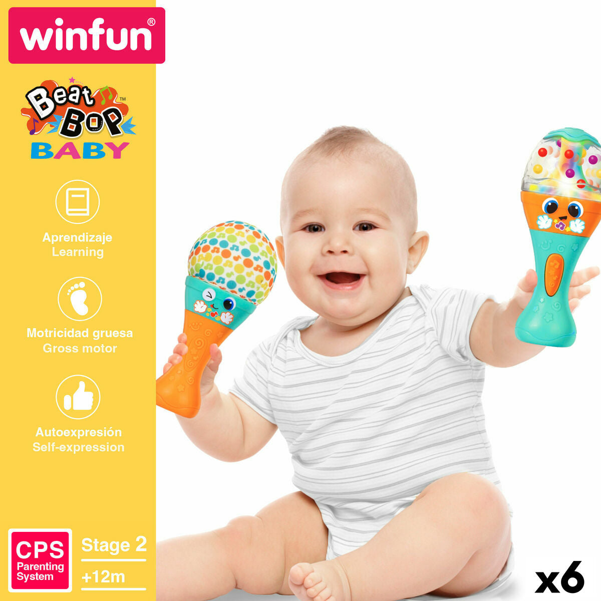 Jucărie muzicală Winfun 7 x 17 x 7 cm (6 Unități) - Bebelus, Jucăriile copilăriei timpurii