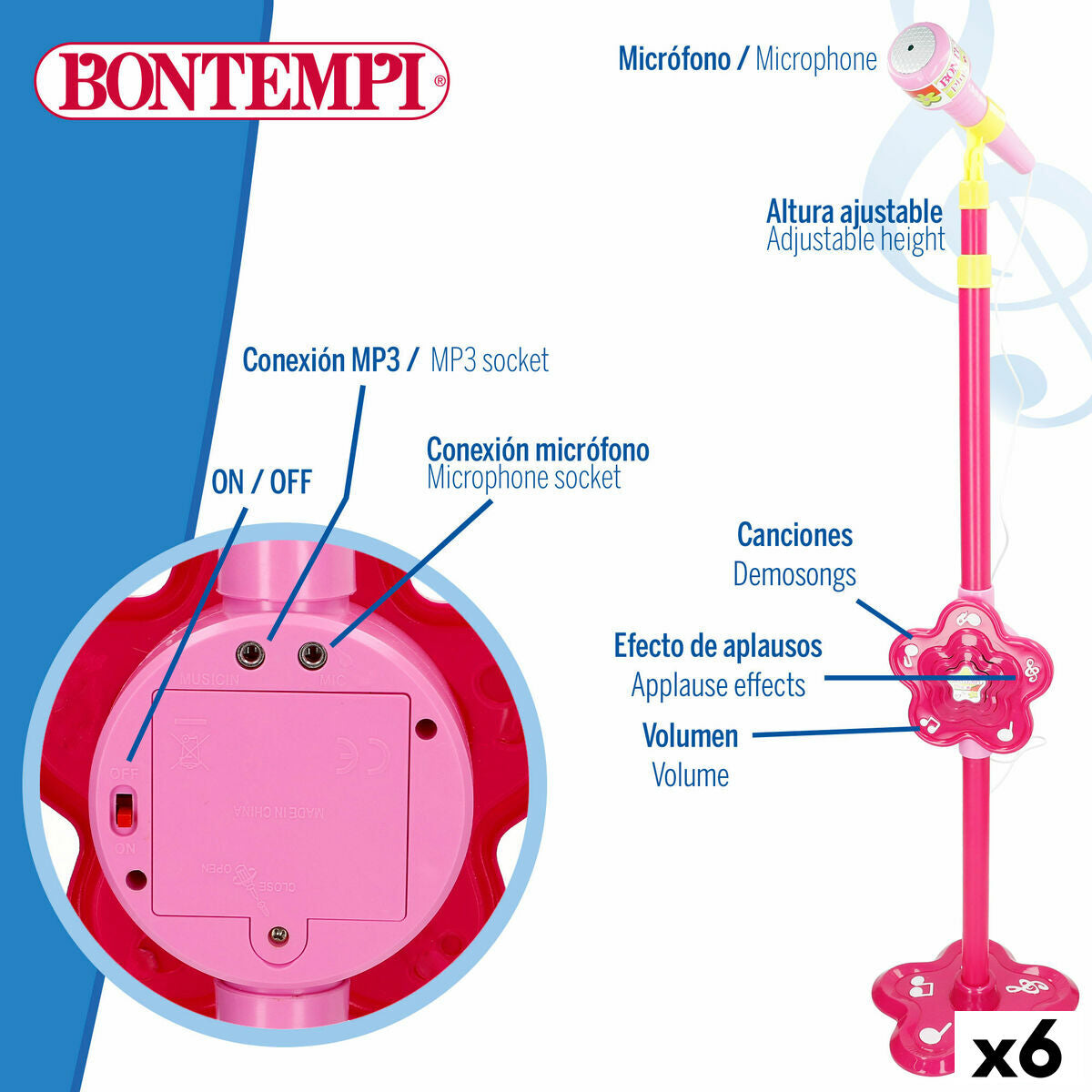 Microfon jucărie Bontempi 20 x 105 x 20 cm (6 Unități) - Bebelus, Jucăriile copilăriei timpurii