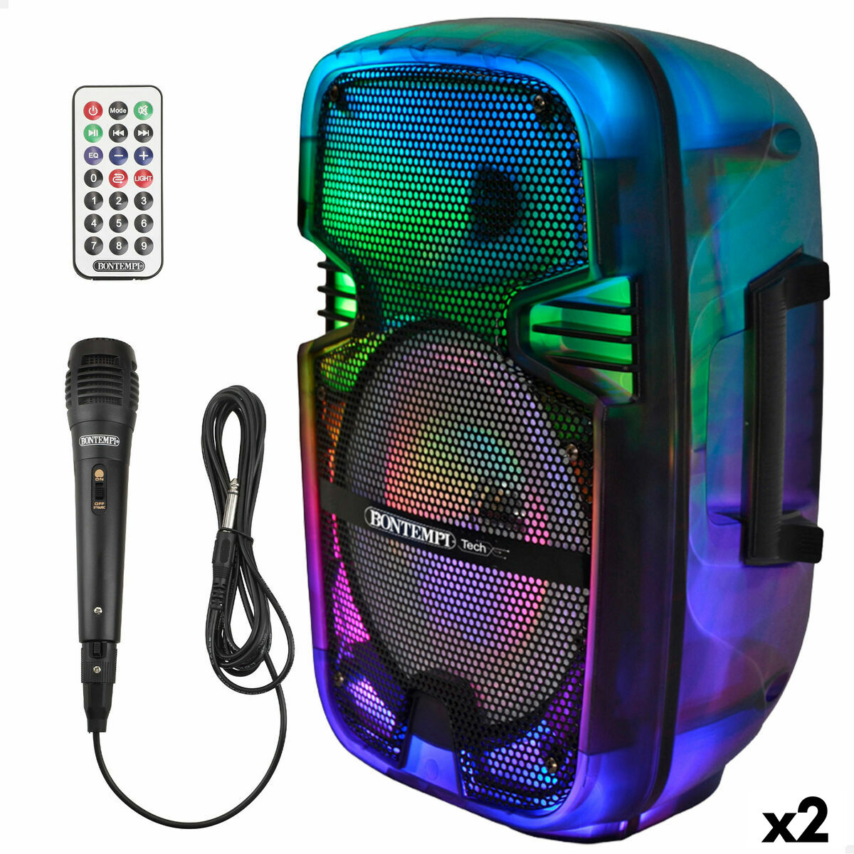 Difuzor cu Microfon Karaoke Bontempi Plastic 25 x 39 x 21 cm (2 Unități) - Jucarii si jocuri, Instrumente muzicale pentru copii