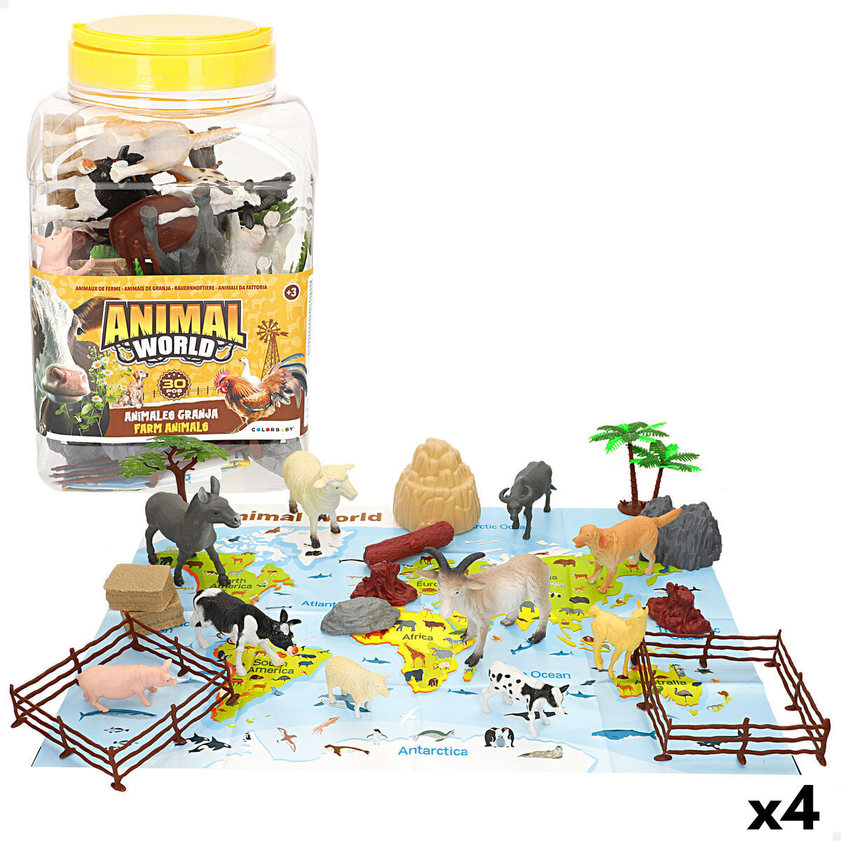 Set de Animale de Fermă Colorbaby Plastic 14 x 10 x 5 cm (4 Unități) - Jucarii si jocuri, Păpuși și figurine