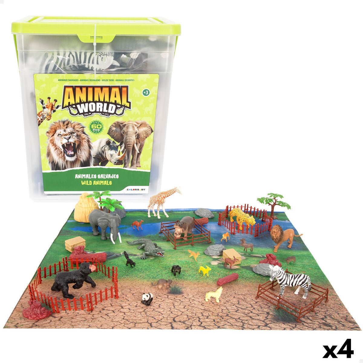 Set de Animale Sălbatice Colorbaby Plastic 13 x 12 x 5 cm (4 Unități) - Jucarii si jocuri, Păpuși și figurine