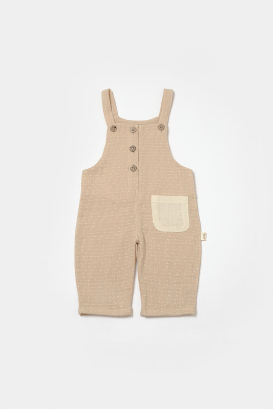 Salopeta cu bretele si buzunar, 100% bumbac - Apricot, BabyCosy - Salopeta