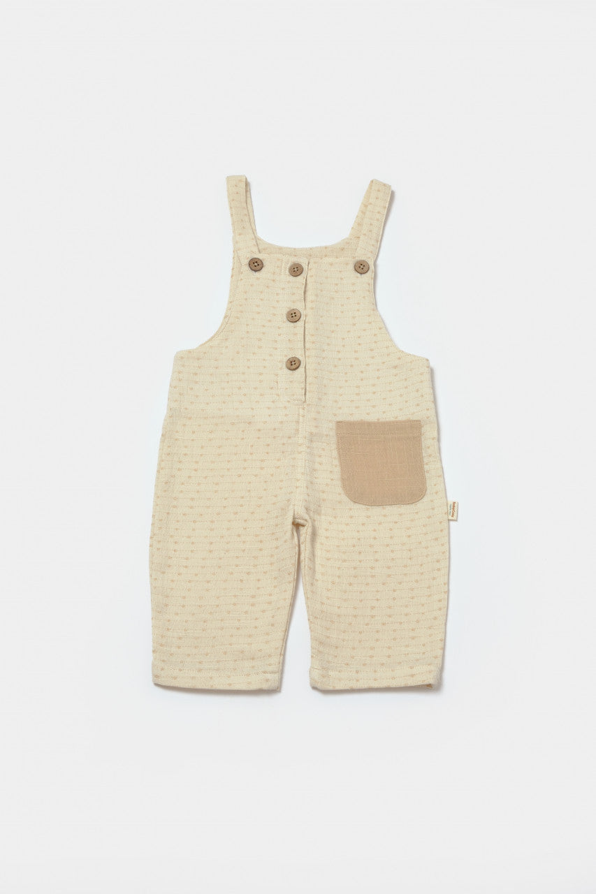 Salopeta cu bretele si buzunar, 100% bumbac - Stone, BabyCosy