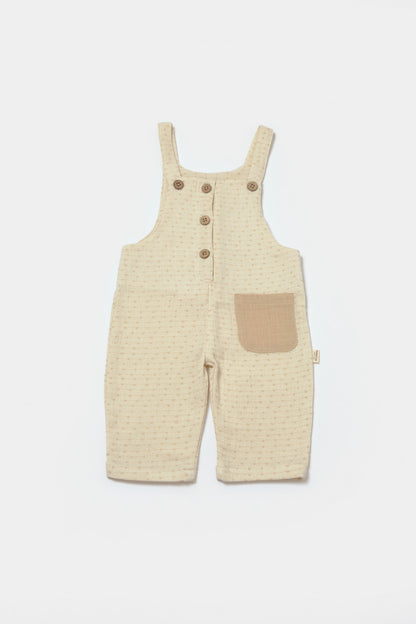 Salopeta cu bretele si buzunar, 100% bumbac - Stone, BabyCosy