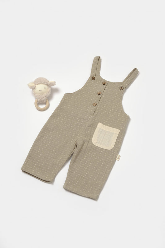 Salopeta cu bretele si buzunar, 100% bumbac - Verde, BabyCosy