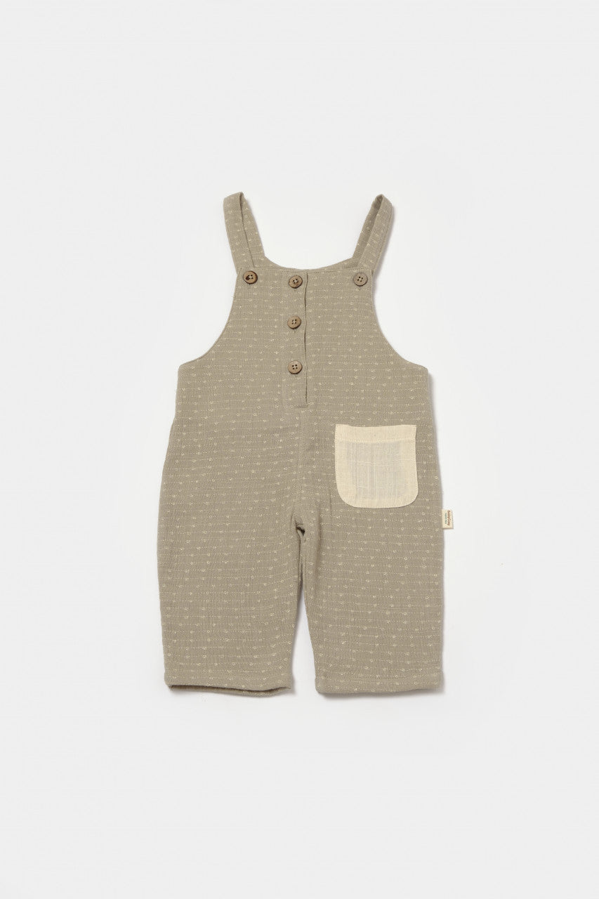 Salopeta cu bretele si buzunar, 100% bumbac - Verde, BabyCosy