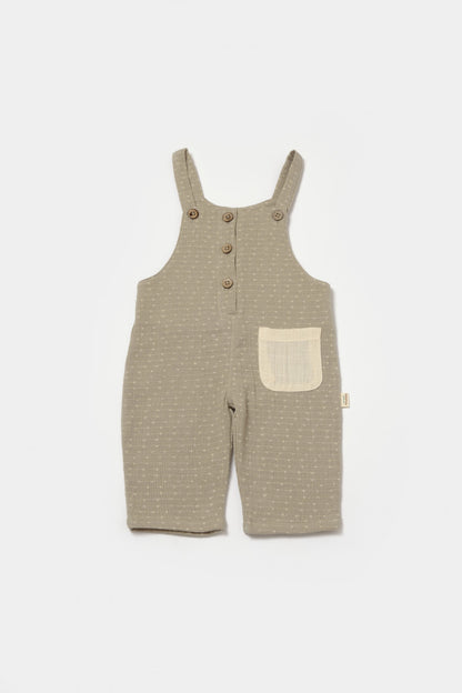 Salopeta cu bretele si buzunar, 100% bumbac - Verde, BabyCosy