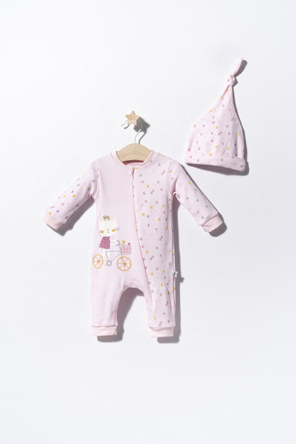 Salopeta cu bulinute cu caciulita pentru bebelusi Cats, Tongs baby