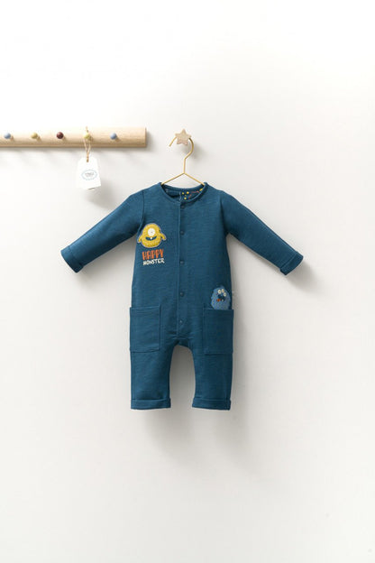 Salopeta cu buzunare pentru bebelusi Monster, Tongs baby