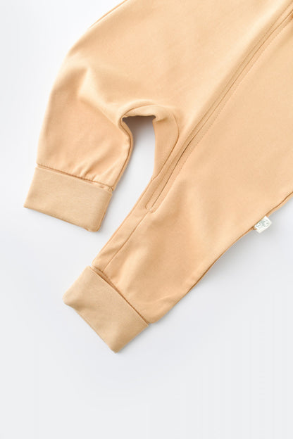 Salopeta cu fermoar cu maneca lunga si pantaloni lungi - 100%bumbac organic - Mustar, BabyCosy